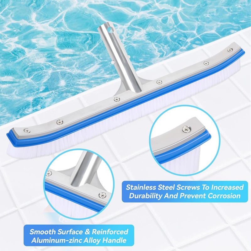 AQUAFLY 18'' Heavy Duty Swimming Pool Brush – Plastic Bristles, Curved Edge for Cleaning Walls, Tiles, Floors, Steps – Fits Inground & Above Ground Pools - Image 5